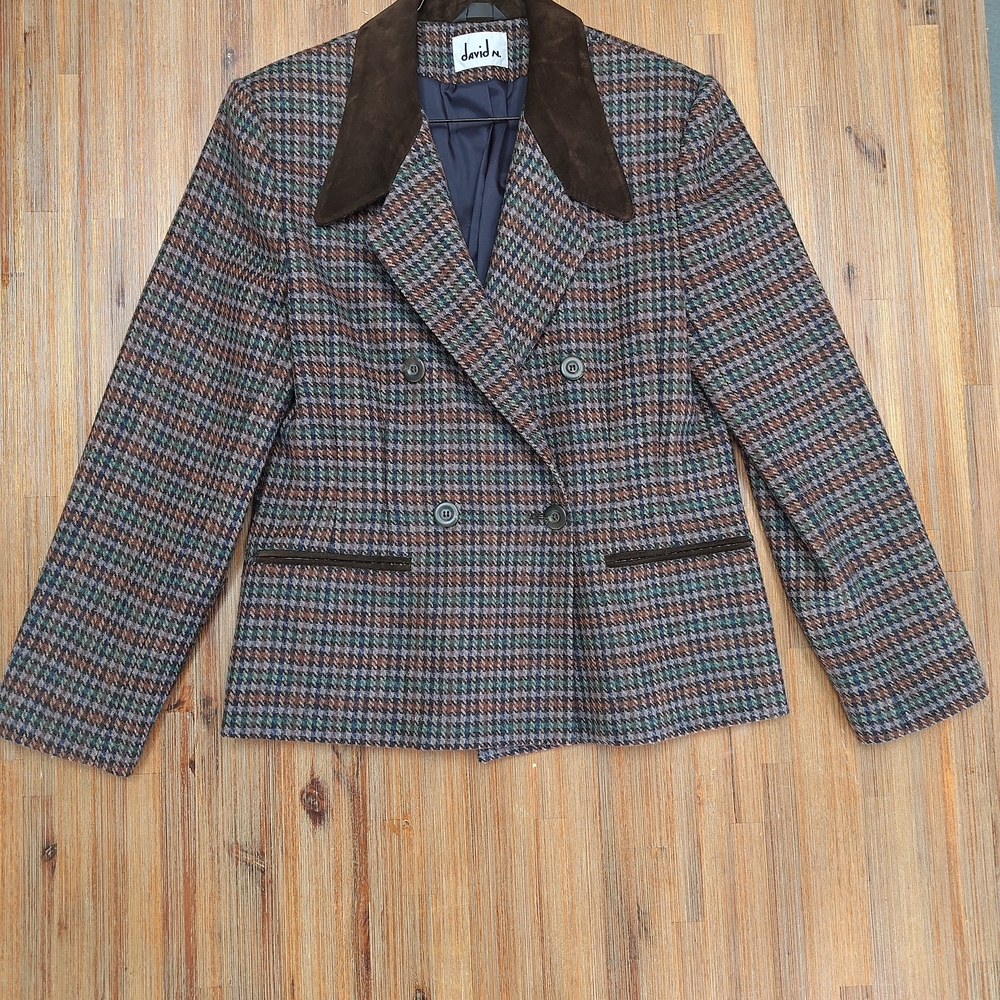 Women's Plaid Double-Breasted Jacket Vintage